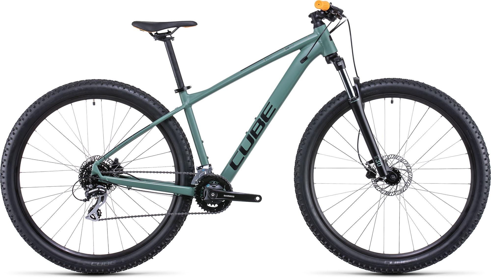 Image of Cube Aim Pro Hardtail Bike (2022) - Olive/Orange