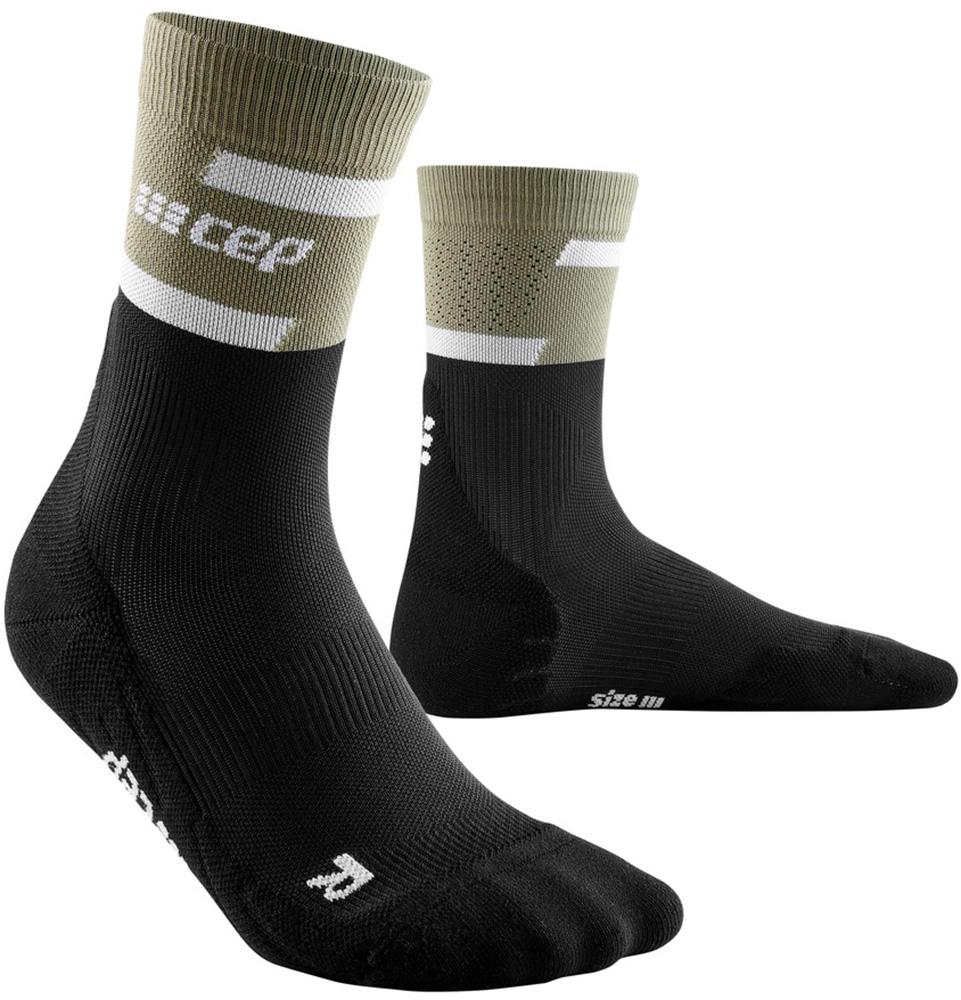 Image of CEP Run Compression Mid cut Socks - Olive/Black
