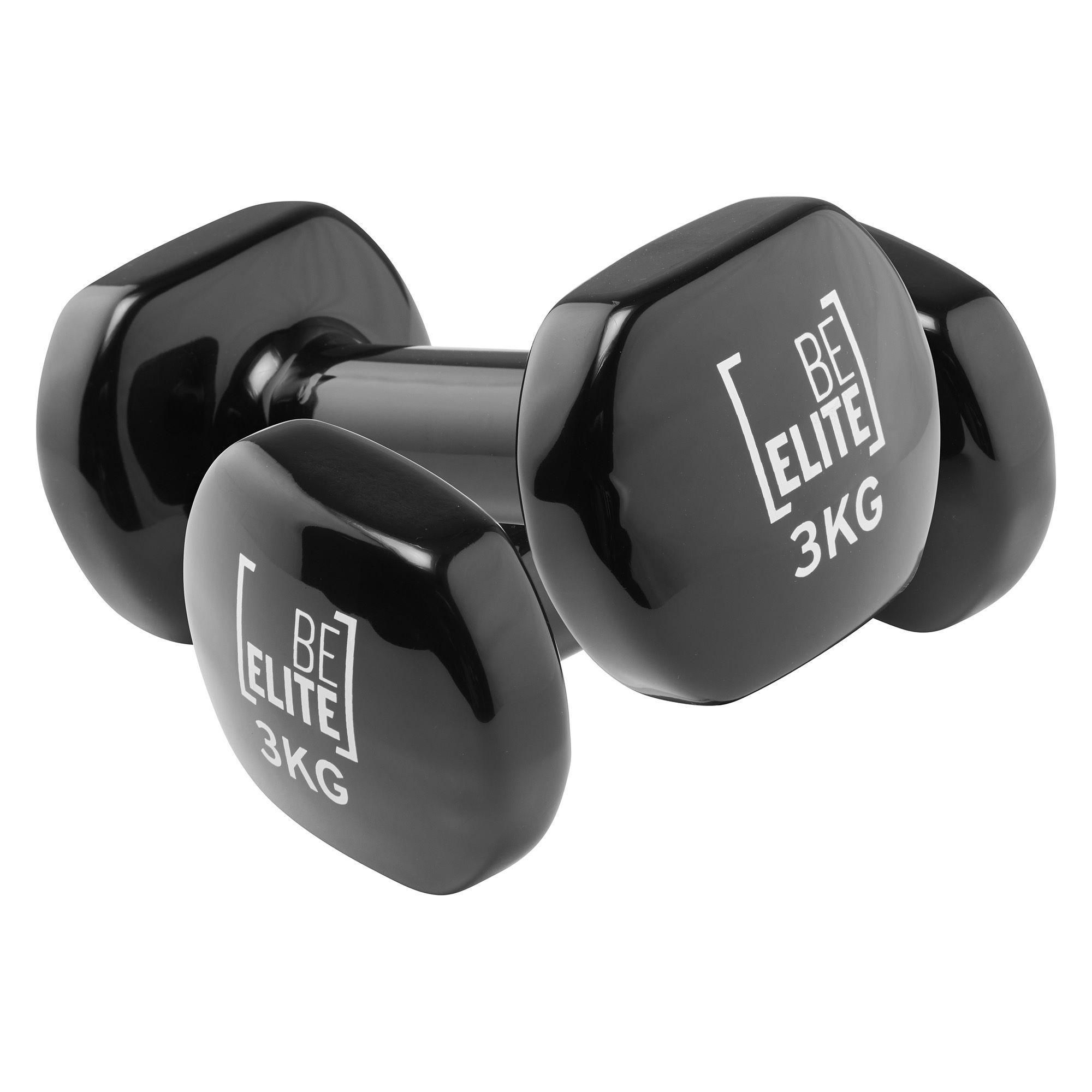 Click to view product details and reviews for Beelite Vinyl Coated Dumbbell Pair 3kg Black.