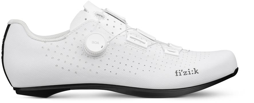 Click to view product details and reviews for Fizik Tempo Decos Carbon Wide Fit Road Shoes White Black.