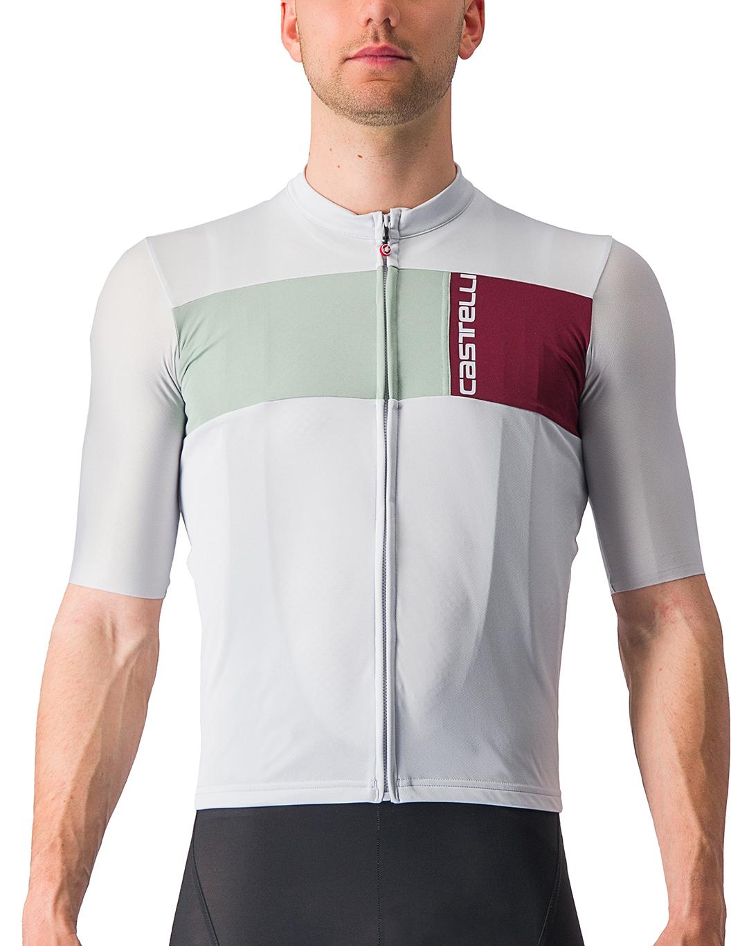 Click to view product details and reviews for Castelli Prologo 7 Jersey Silver Grey Defender Green Bordeaux.