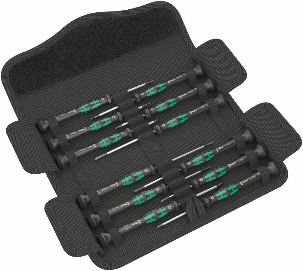Image of Wera Tools Kraftform Micro 12 Universal Screwdriver Set - Black/Green