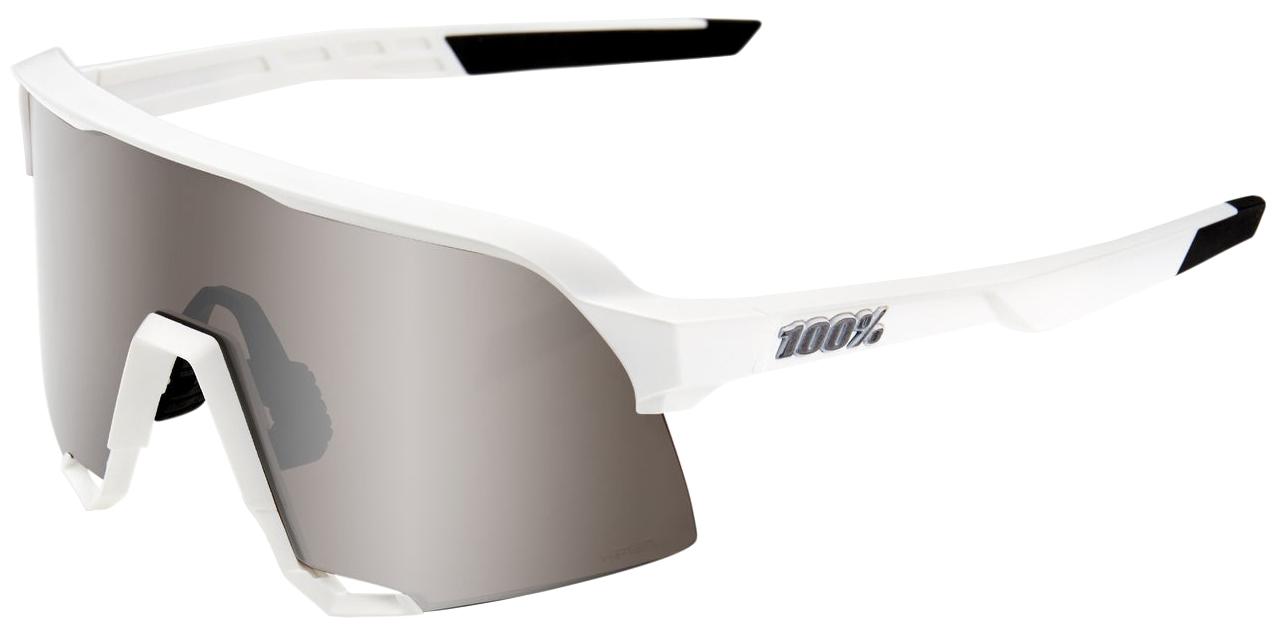 100% S3 Matte White HiPER Silver Mirror Lens Sunglasses | Wiggle