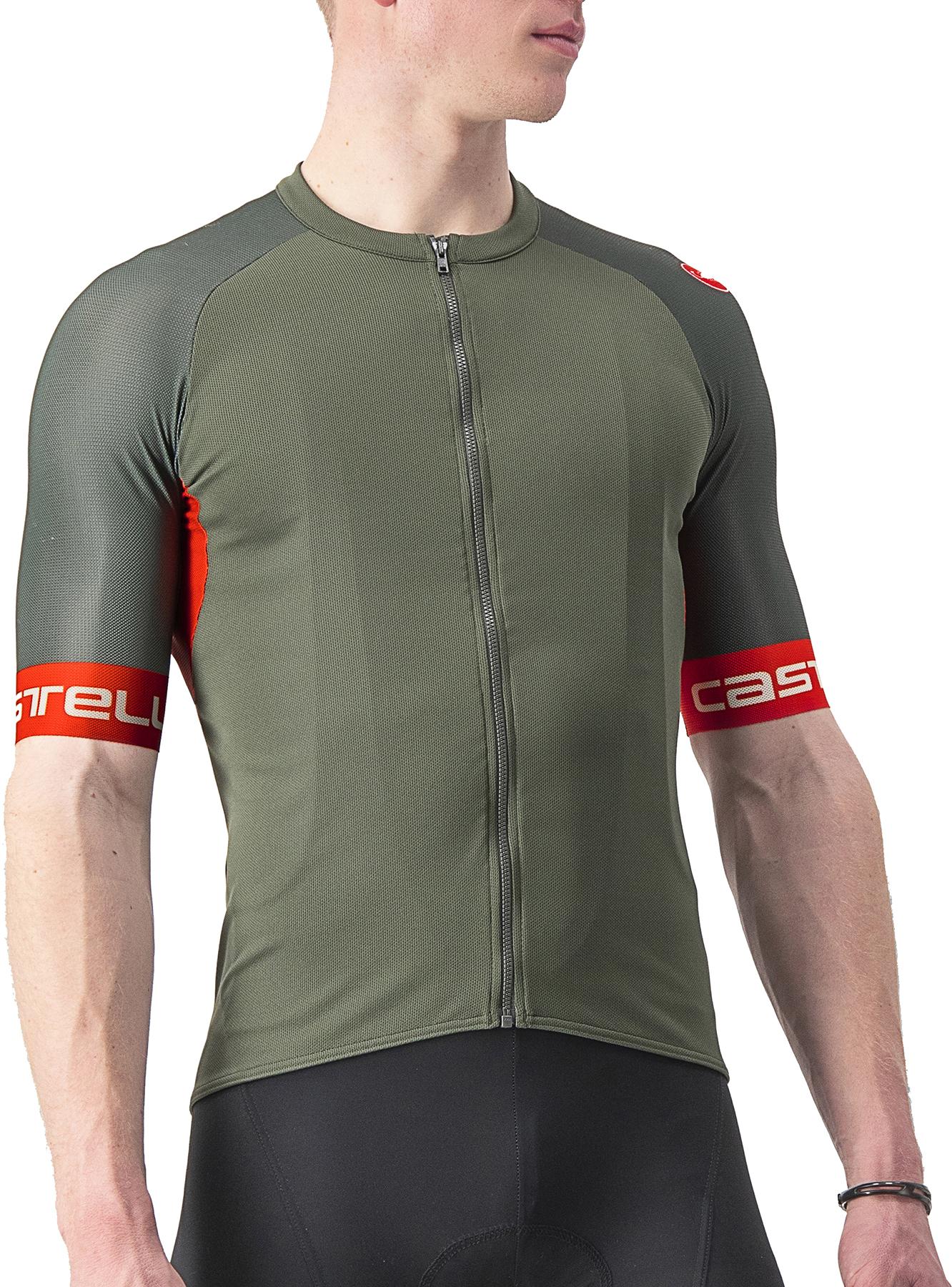 Click to view product details and reviews for Castelli Entrata Vi Jersey Miltary Green Fiery Red.