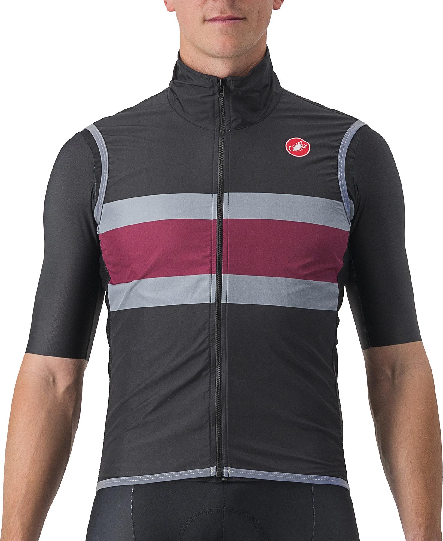 Click to view product details and reviews for Castelli Velocissimo Pro Light Wind Vest Light Black Bordeaux Grey.