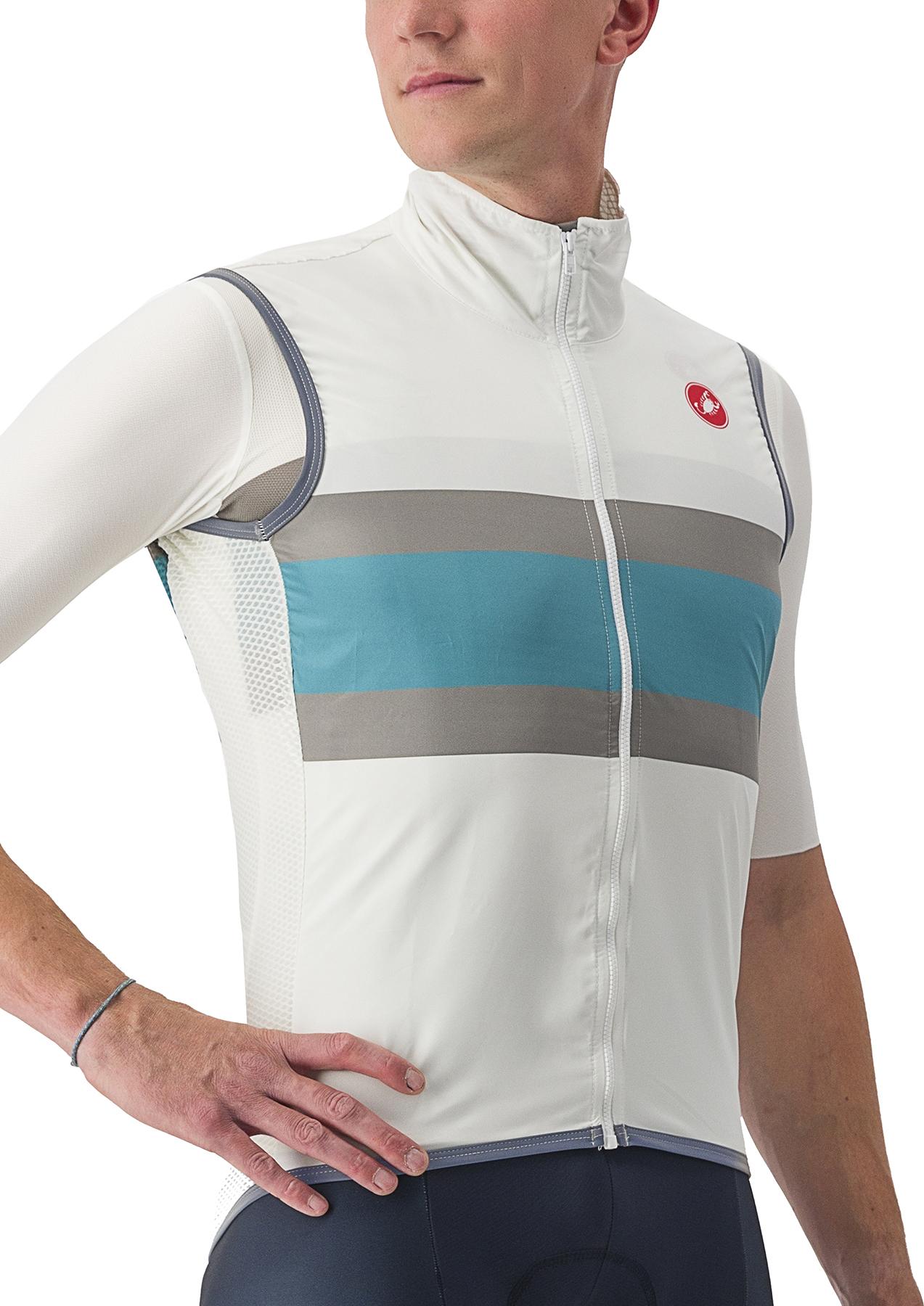 Click to view product details and reviews for Castelli Velocissimo Pro Light Wind Vest Off White Golden Green Deep Blue.