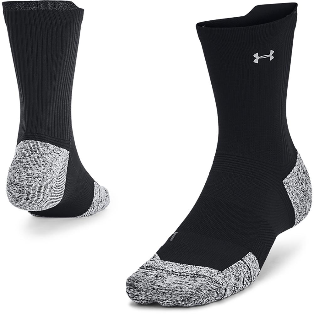 Image of Under Armour ArmourDry Run Cushion Mid Socks - Black/Black/Reflective