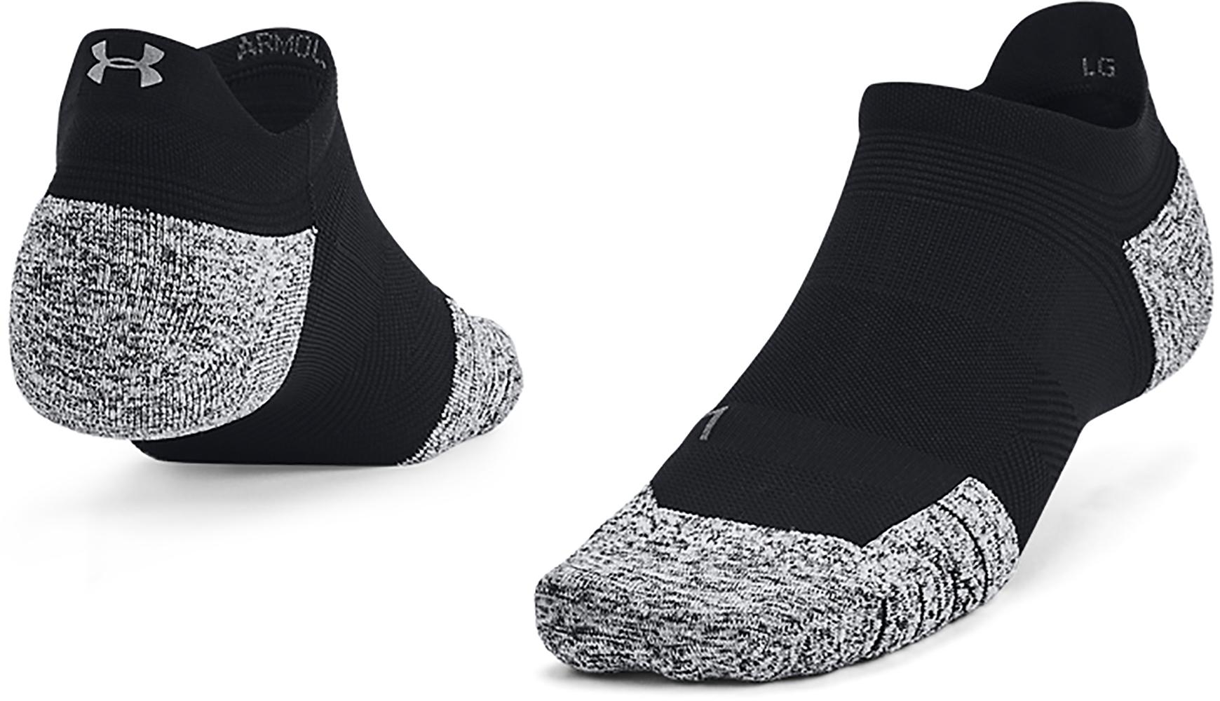 Image of Under Armour ArmourDry Run Cushion No Show Socks - Black/Pitch Gray/Reflective