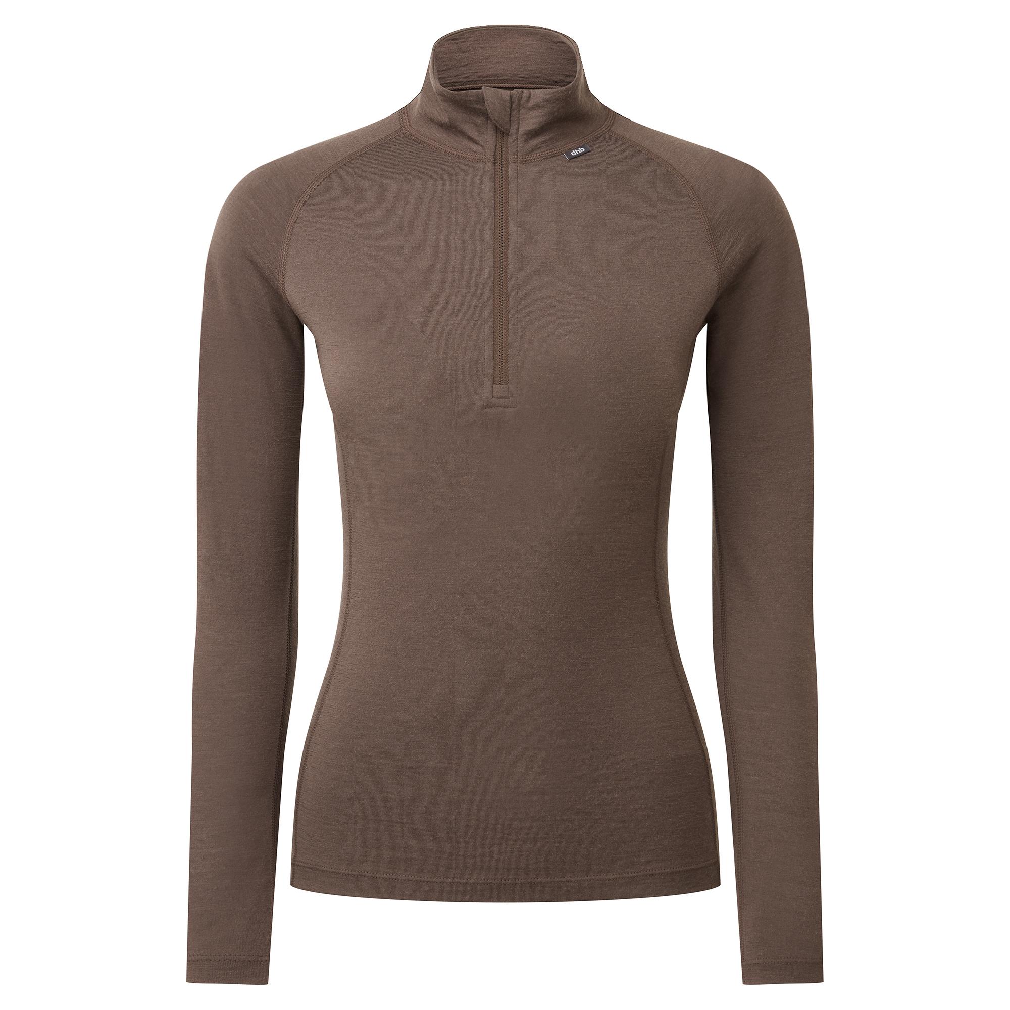 Click to view product details and reviews for Dhb Womens Merino Long Sleeve Zip Neck Base Layer M 2 Chocolate Brown.