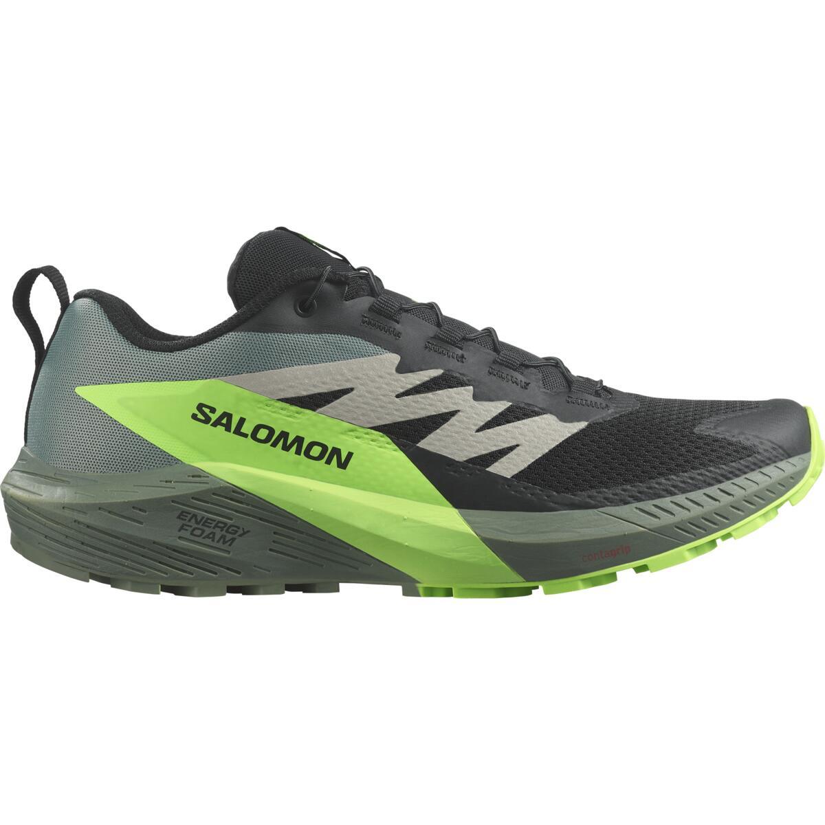 Click to view product details and reviews for Salomon Sense Ride 5 Trail Shoes Black Laurel Wreath Green Gecko.