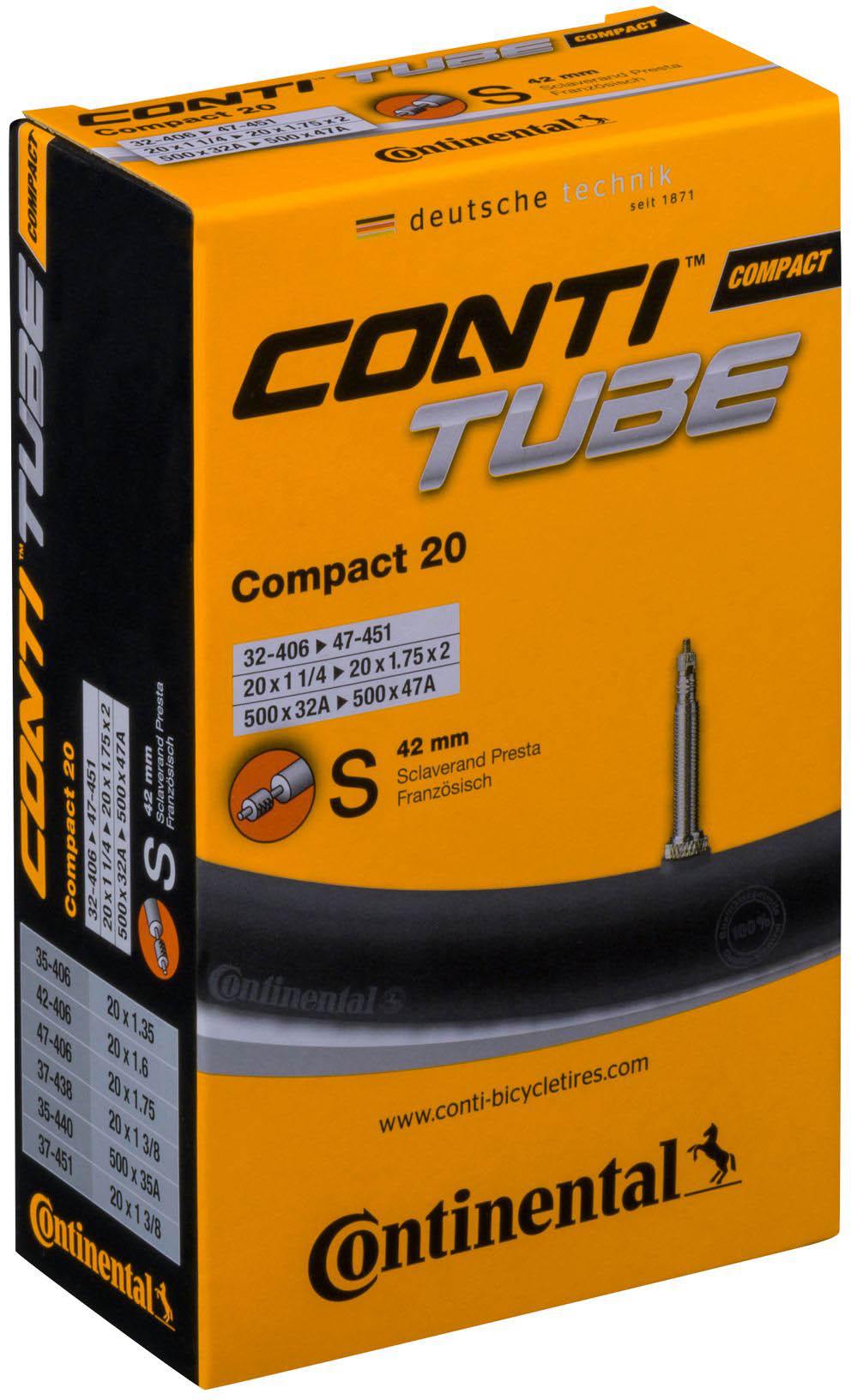 Continental Quality Compact Inner Tube:Black:24mm:Schrader 40m
