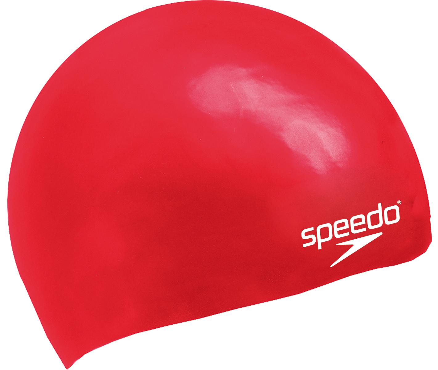 Image of Bonnet de bain Enfant Speedo Uni moulé en silicone - Red