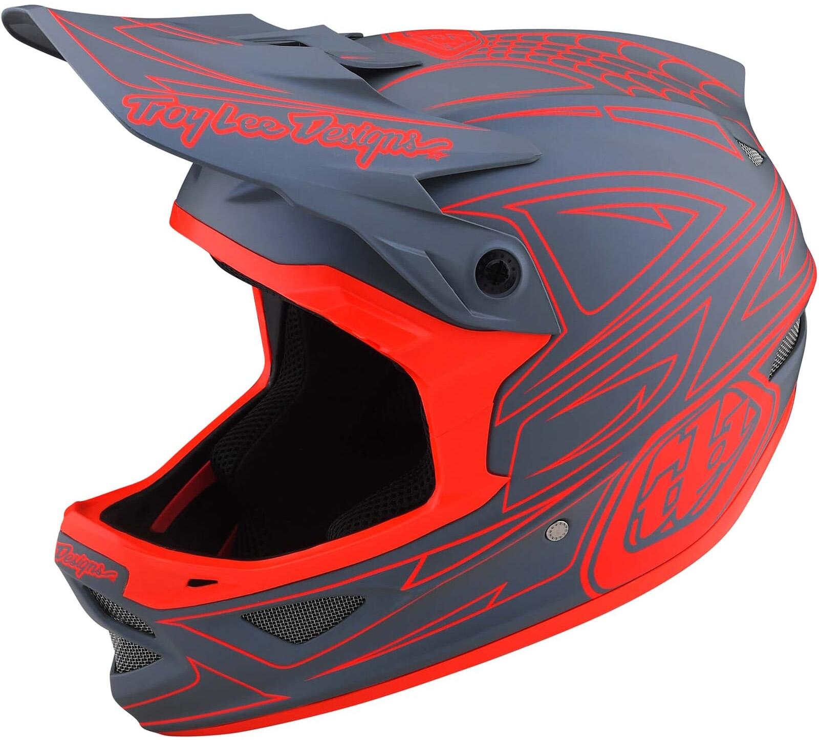 Click to view product details and reviews for Troy Lee Designs D3 Fiberlite Helmet Spider Stripe Gray Red.