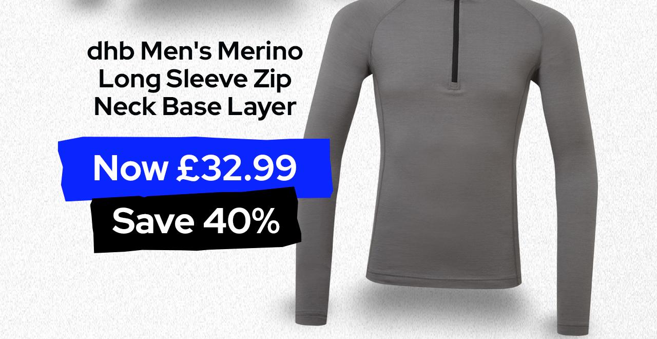 dhb Men's Merino Long Sleeve Zip Neck Base Layer