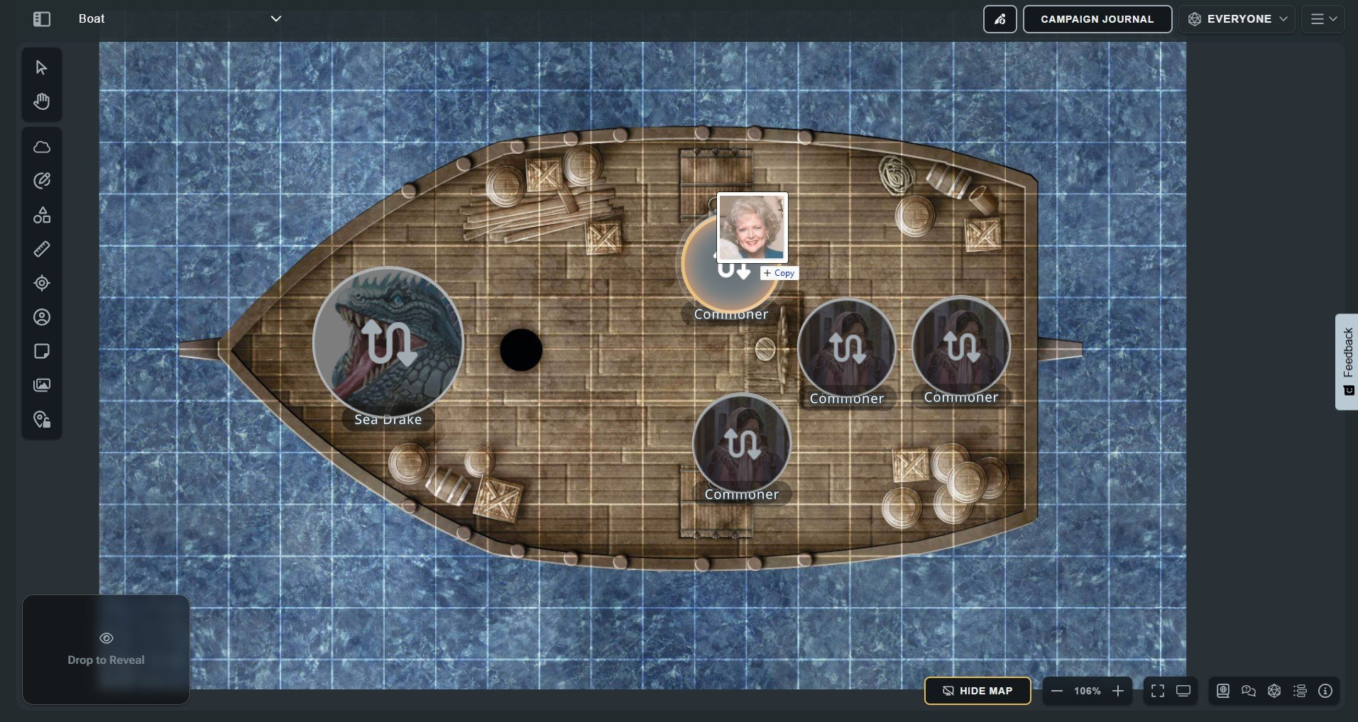 Dragging and dropping custom art onto a token in Maps VTT