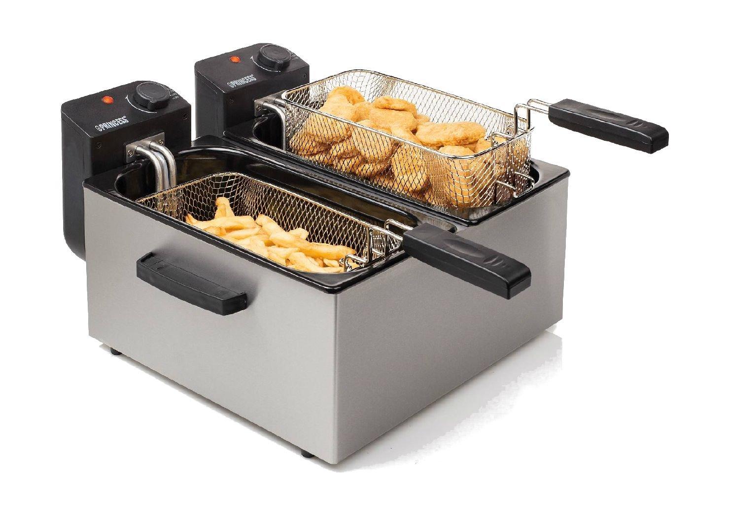 قلاية زيت مزدوجة من برينسيس، قدرة 2000 واط، سعة 6 لتر، 182027 - فضي