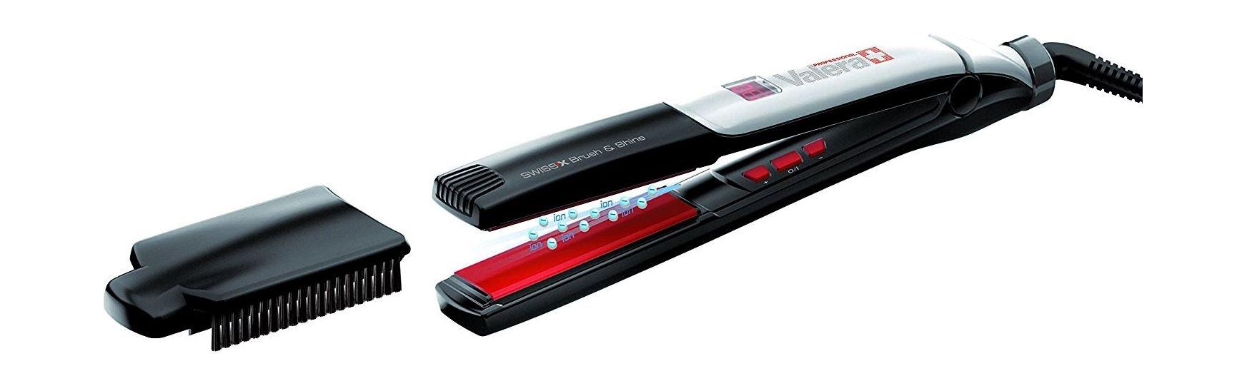 مملس الشعر بصفائح السيراميك مع فرشاة تمليس من فاليرا