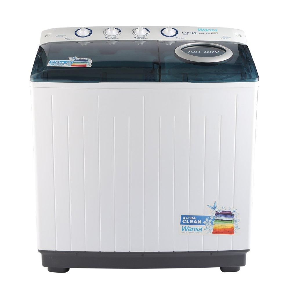 Wansa Gold Twin Tub Washer, 12 kg Washing Capacity, WGTT-1204BLWHT-C.1 - White/Blue
