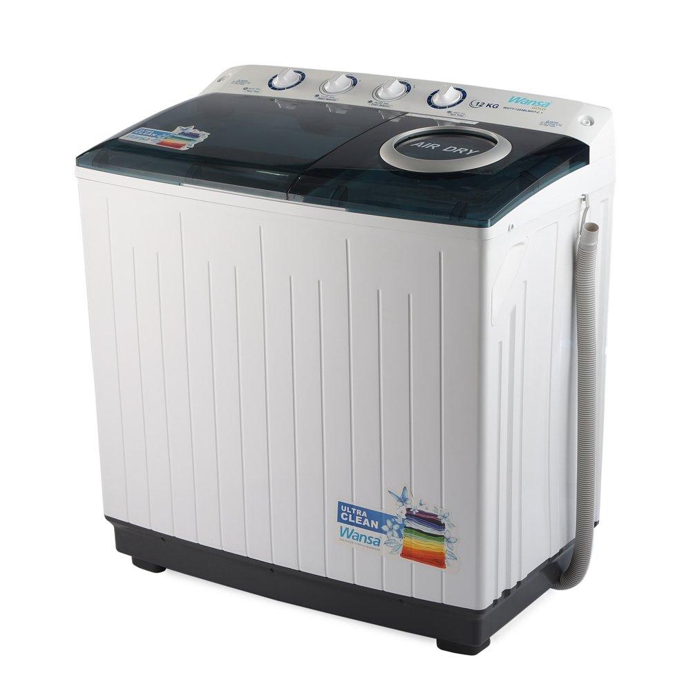 Wansa Gold Twin Tub Washer, 12 kg Washing Capacity, WGTT-1204BLWHT-C.1 - White/Blue