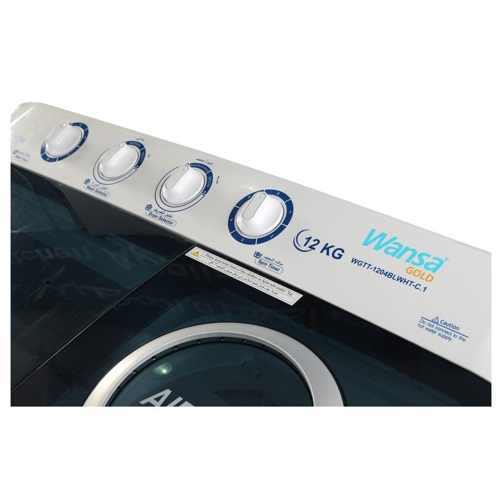 Wansa Gold Twin Tub Washer, 12 kg Washing Capacity, WGTT-1204BLWHT-C.1 - White/Blue