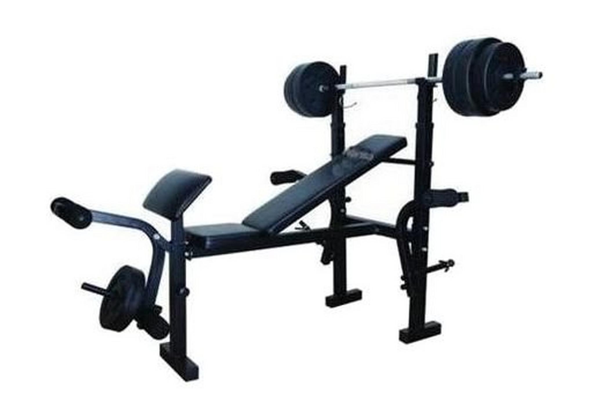 Wansa Fitness Exercise Bench With 50kg Weight Plates - Black