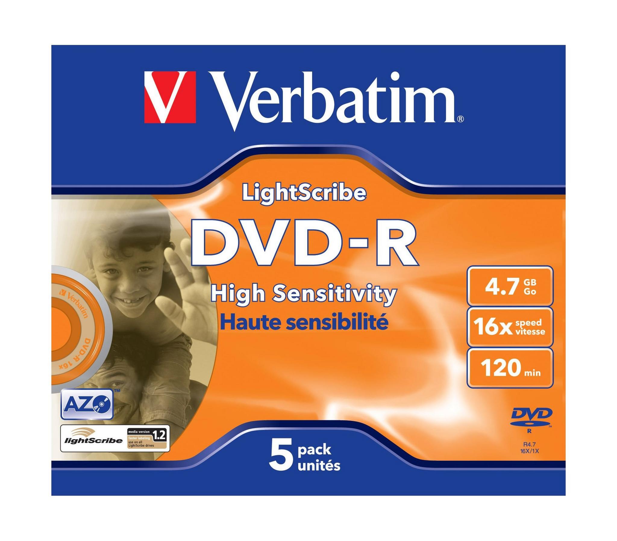 Verbatim DVD+R 5 Pack - Lightscribe