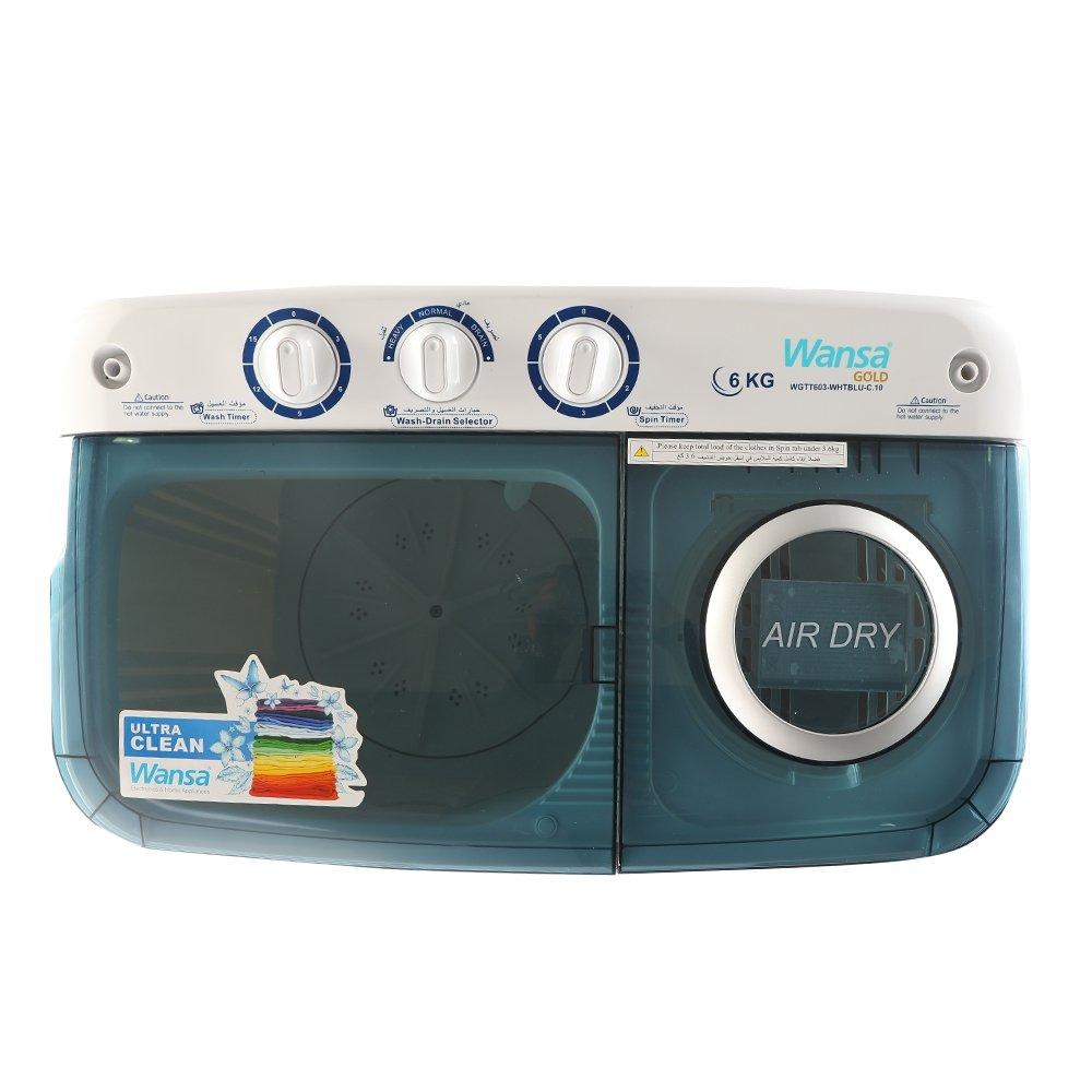 غسالة بحوضين من ونسا جولد، سعة غسيل 6 كجم، WGTT603-WHTBLU-C.1 - أبيض/أزرق