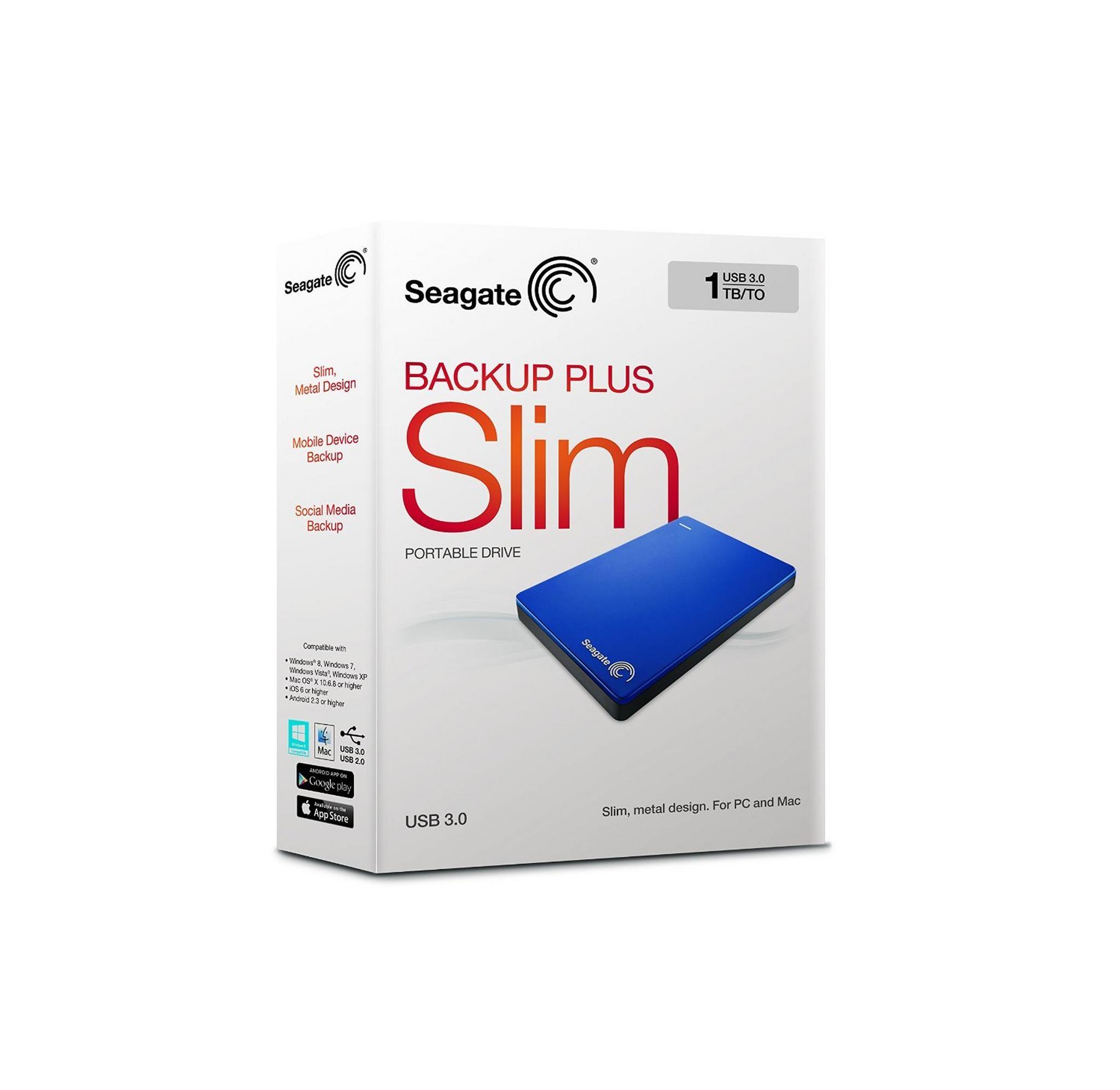Seagate Back Up Plus 1TB Portable Hard Drive (STDR1000202) - Blue