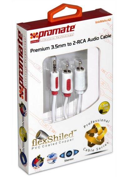 Promate linkMate.A2 Premium 3.5mm to 2-RCA Cable Price in Kuwait - Xcite
