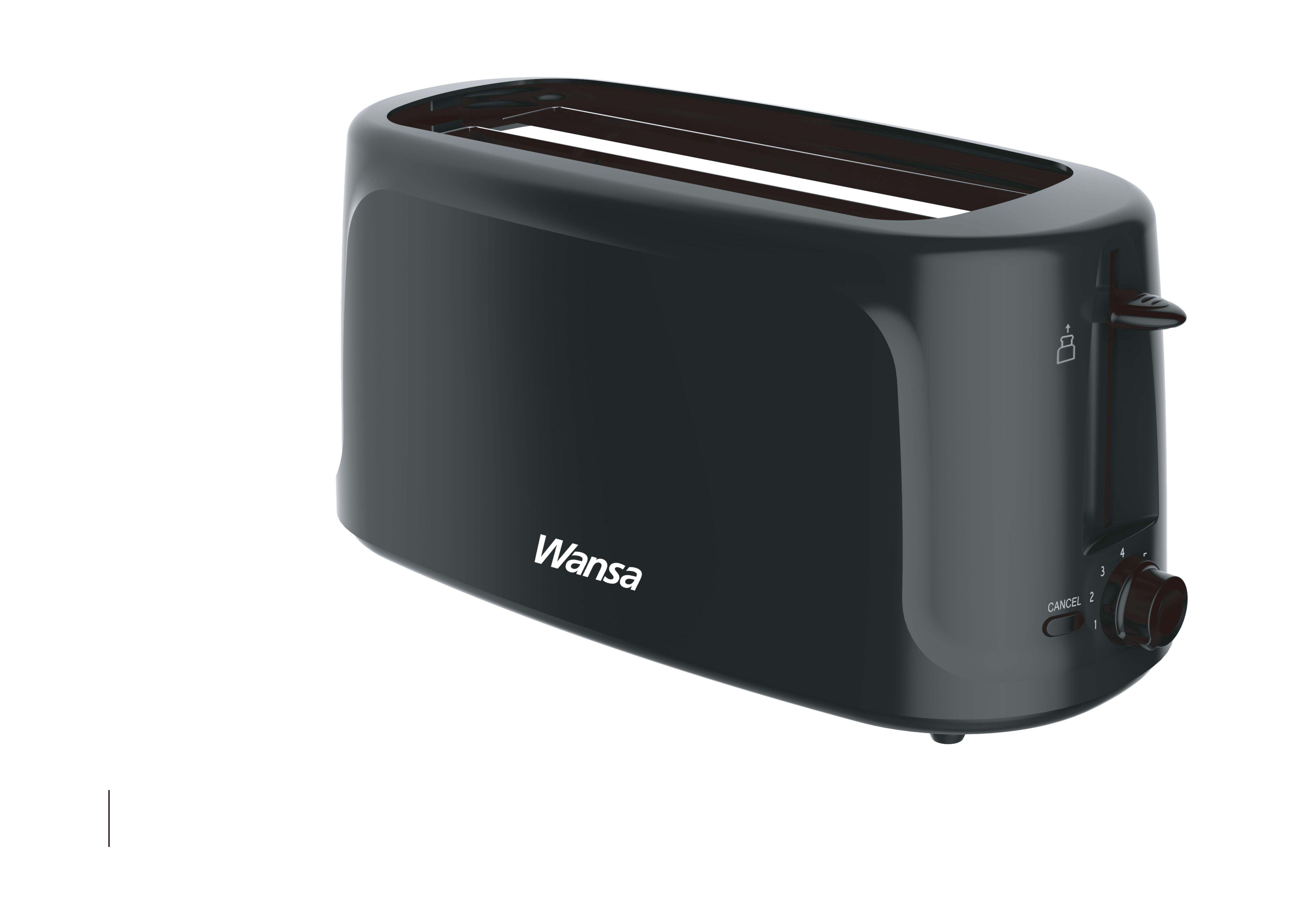 Buy Wansa toaster, 1400 watts, ta7000-ce - black in Kuwait