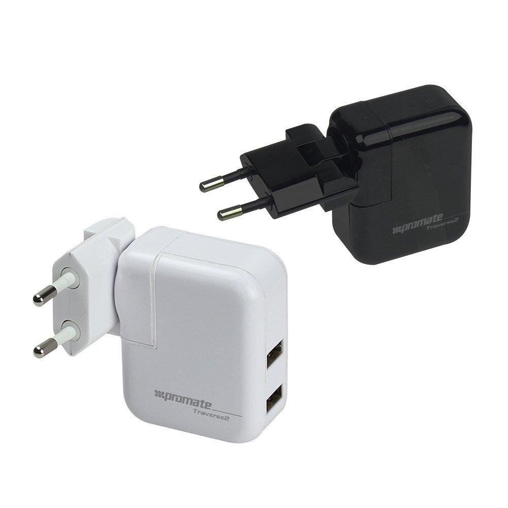 Promate Traverse.2 MultiPlug Travel Charger with 3100mA Dual USB Ports