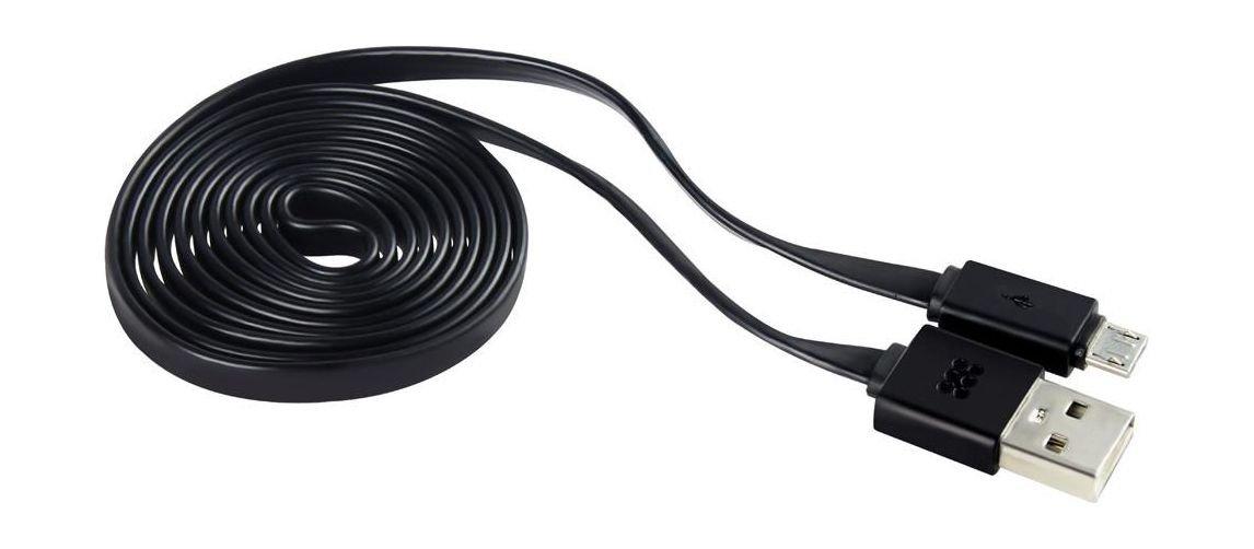 Promate LinkMate-U2F Premium Flat Micro-USB Sync & Charge Cable - Black
