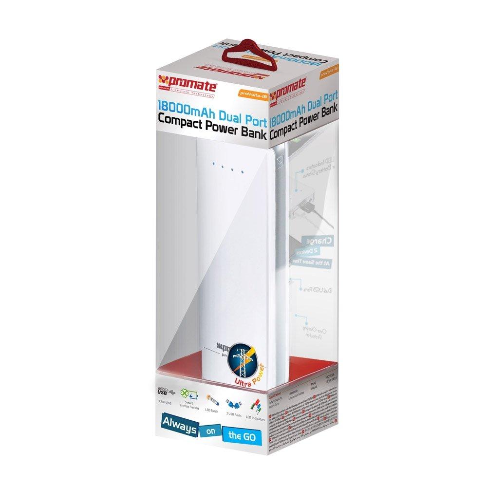 Promate ProVolta-18 Dual Port Compact Power Bank - 18000mAh