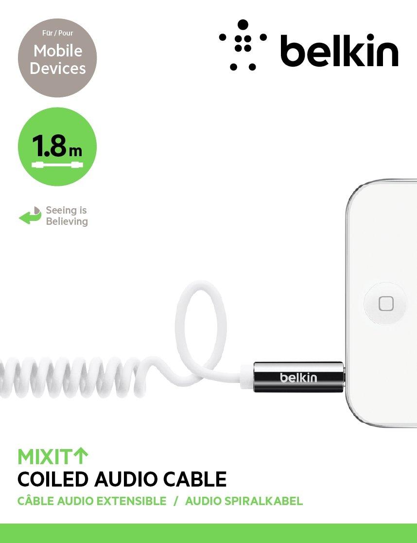 Belkin MixIT Coiled Aux Audio 1.8m Cable - White (AV10126CW06-WHT)