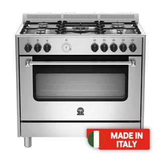 Buy Lagermania 5 burners floor standing gas cooker, 90x60cm, ams95c81cx - silver in Kuwait