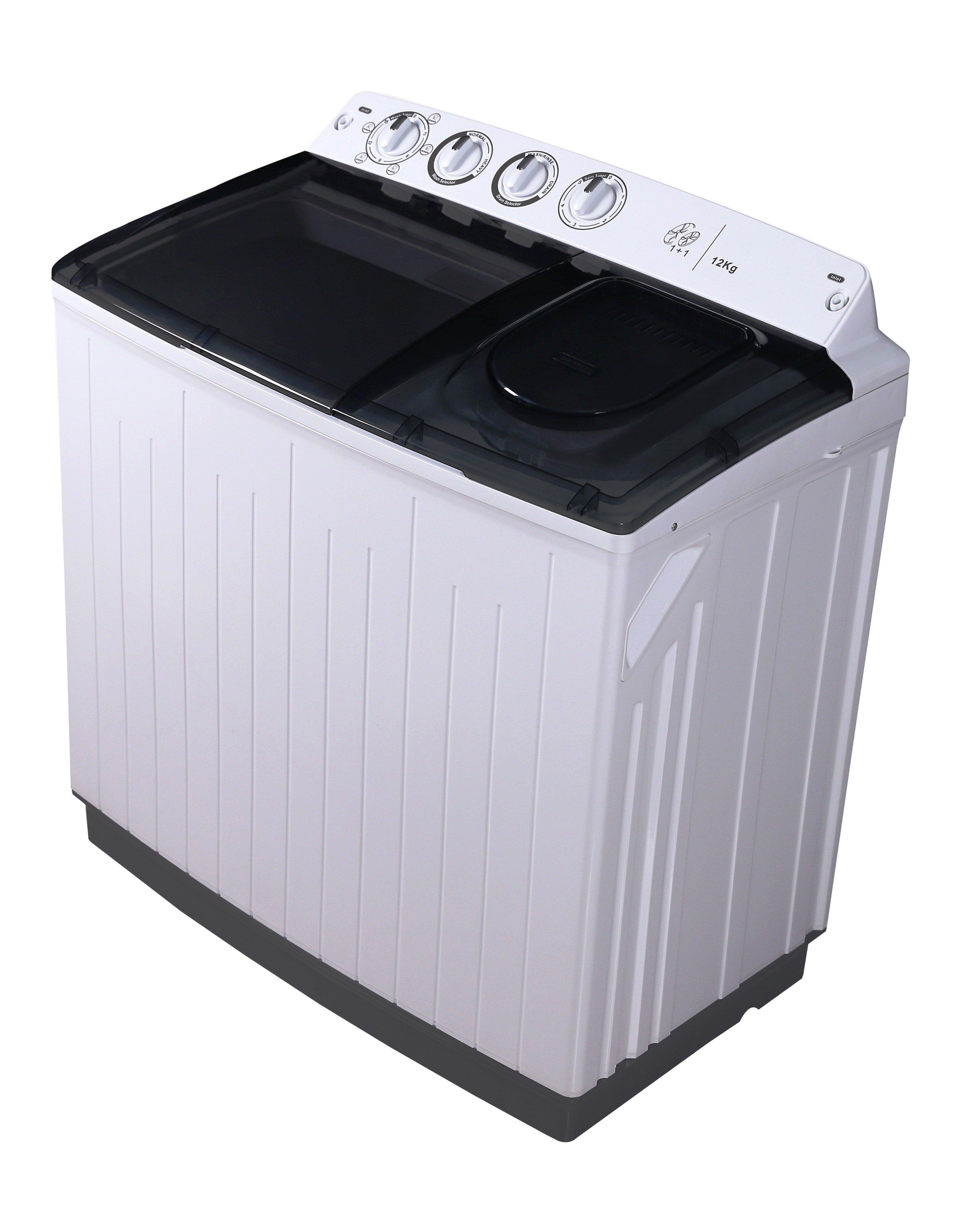 Wansa Gold Top Loading Twin Tub 12kg Washer - White WGTT1204-WHBLK-C10
