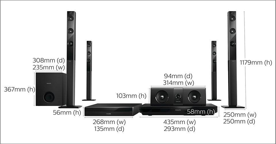 Philips 3D Blu-Ray Smart Home Theater System 5.1 Channel 1000W - HTB5580/40