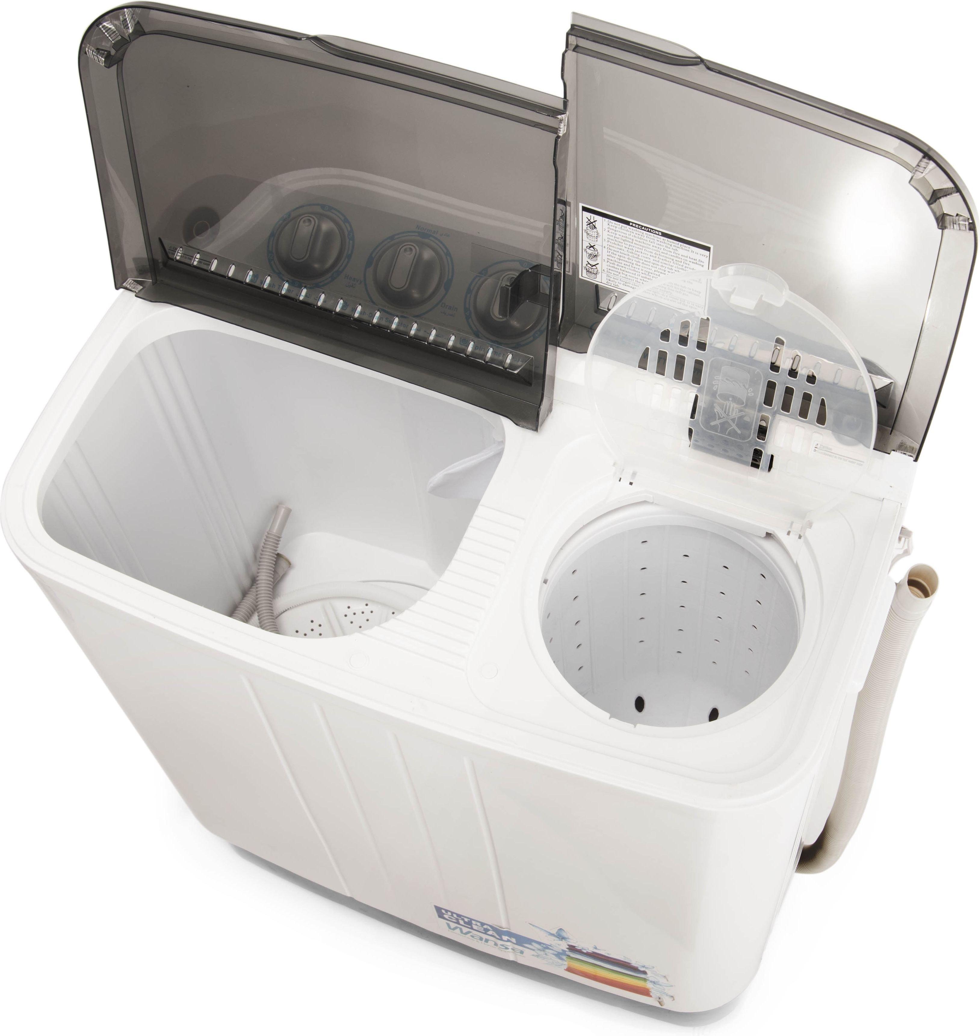 Wansa Gold Twin Tub Washer, 5kg Washing Capacity, WGTT50-T3WHT-C10 - White/Grey