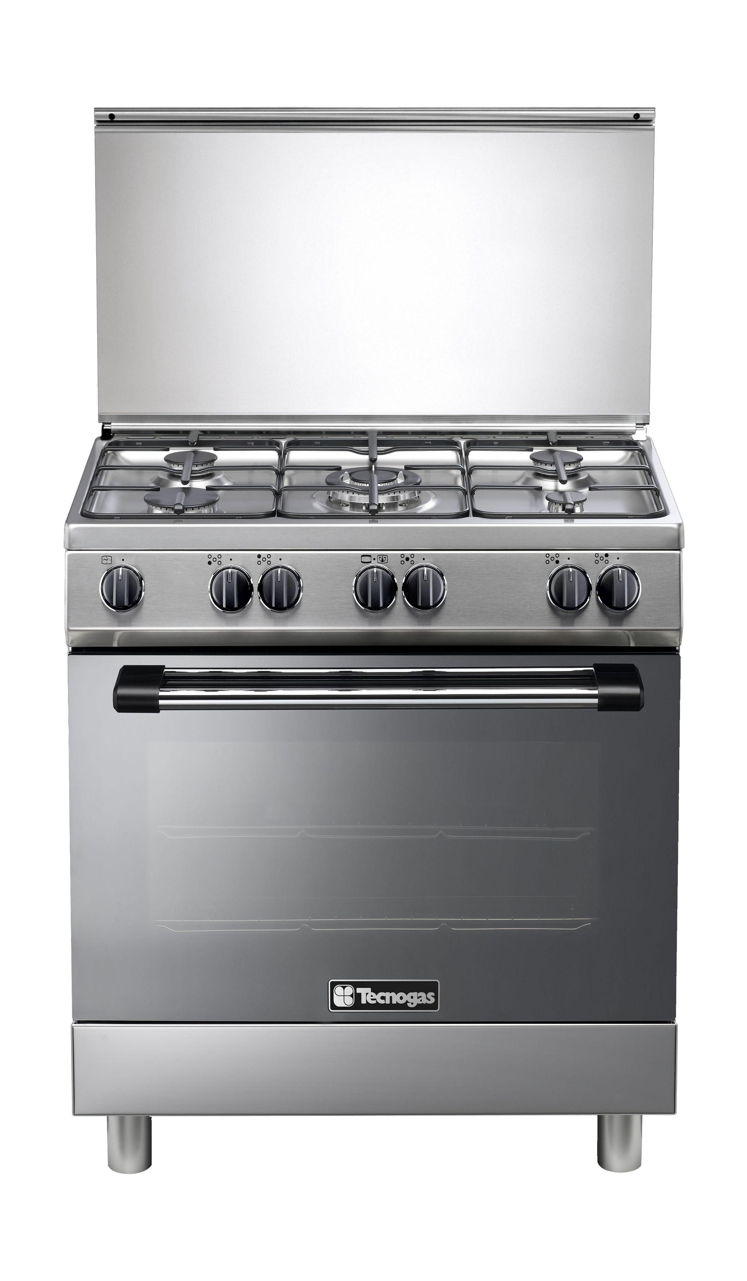 Tecnogas 80x60 5 Burner FreeStanding Gas Cooker + Technogas 90cm Chimney Type Cooker Hood