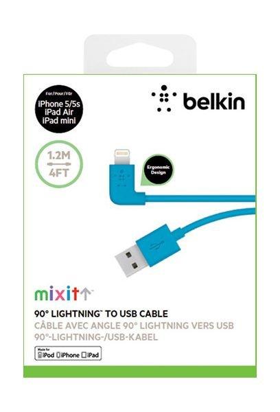 Belkin Mixit 90-Degree 1.2m USB to Lightning Cable - Blue (F8J147BT04)