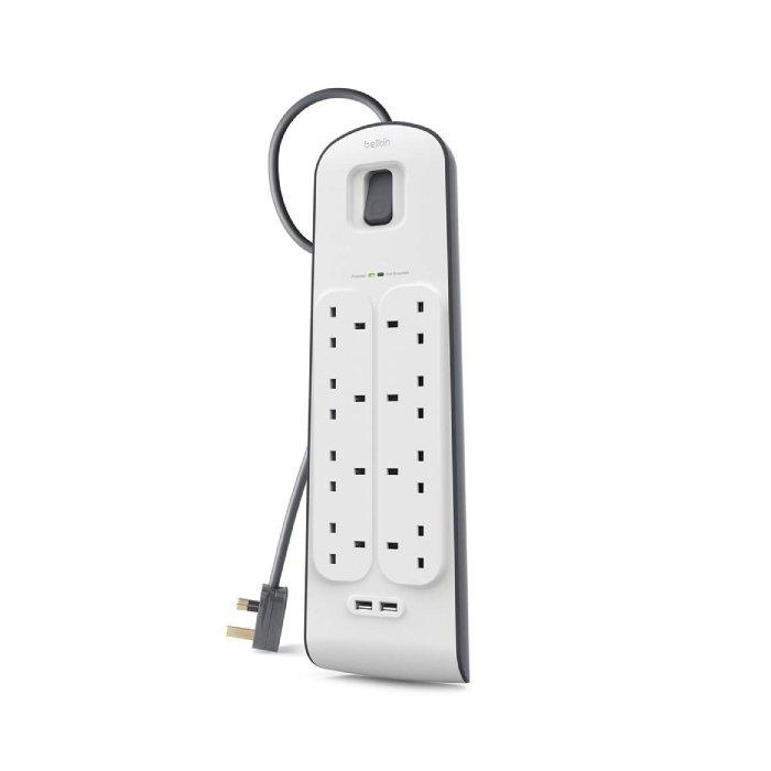 Belkin 2M 6 Way Surge Protection Strip with USB Charging BSV604AF2M