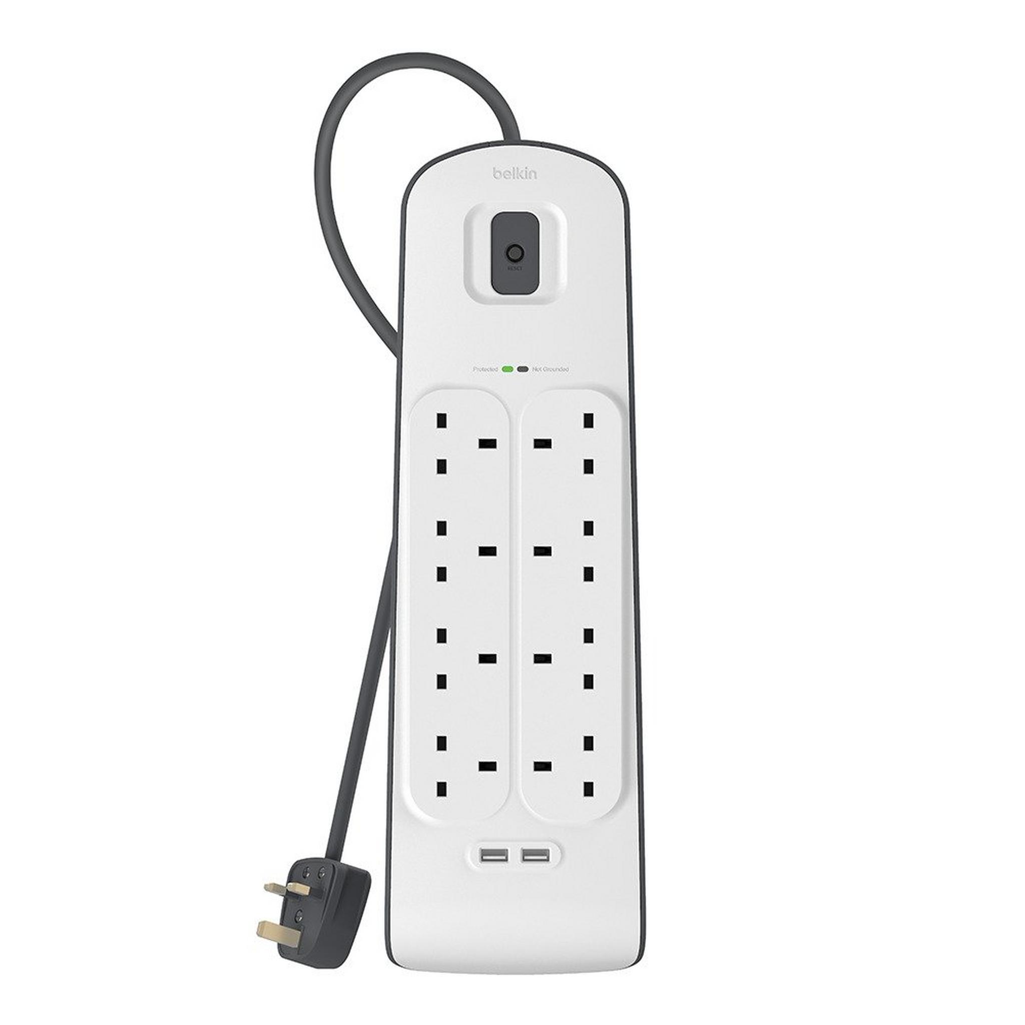 Belkin 2M 6 Way Surge Protection Strip with USB Charging BSV604AF2M
