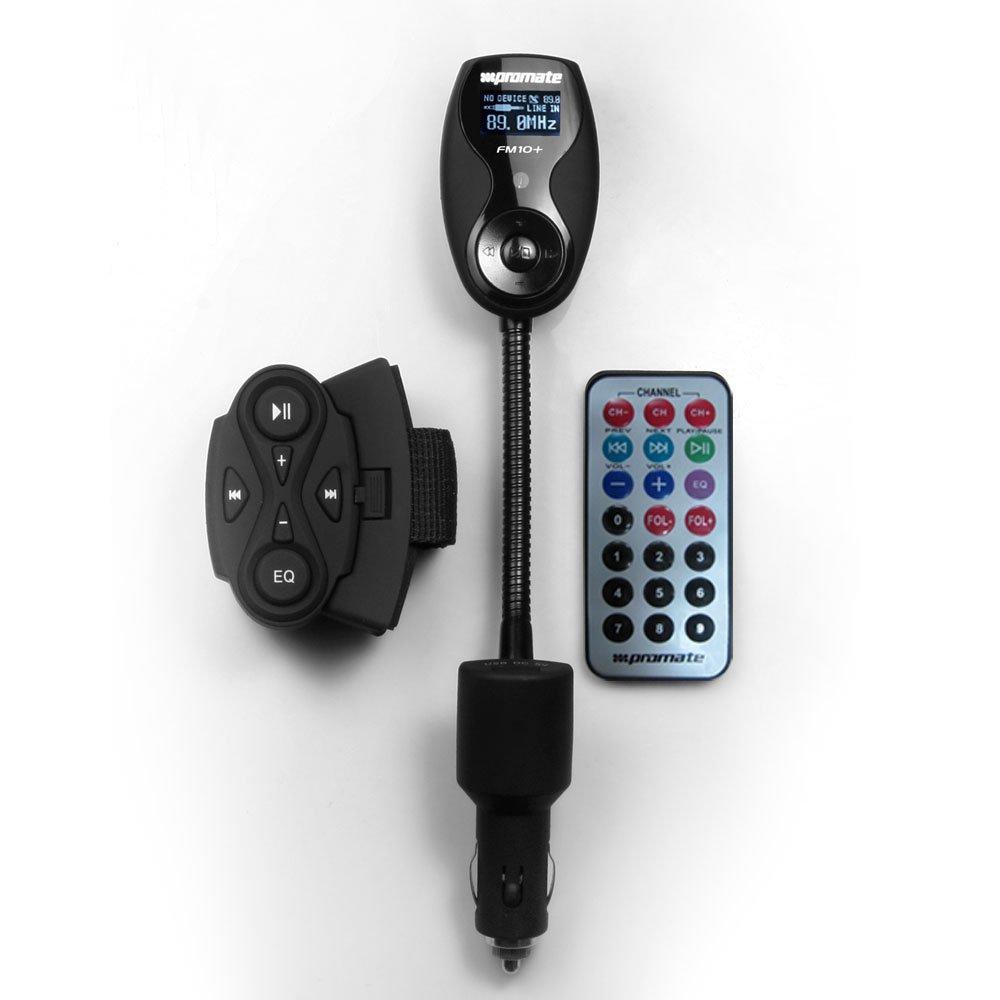 Promate Car FM Transmitter & USB Charger with Remote Control (FM10+)
