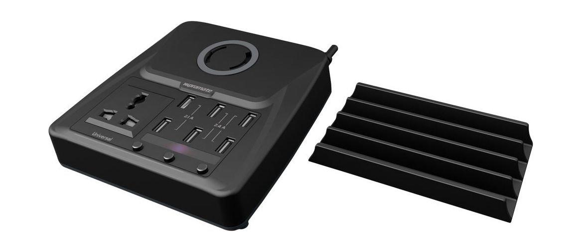 Promate 6 Multi-Device Ultra-fast USB Charging Station with Stand - Black