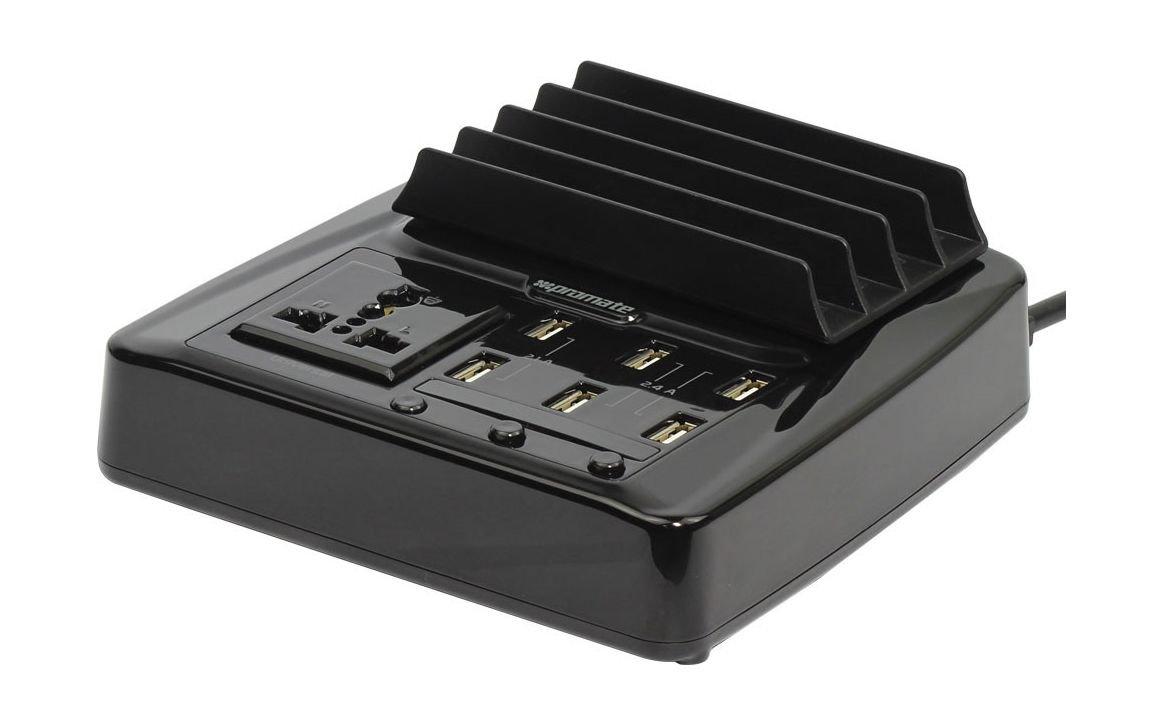 Promate 6 Multi-Device Ultra-fast USB Charging Station with Stand - Black