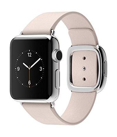 Apple Watch Steel - 38mm Stainless Steel Case with Soft Pink Modern Buckle (Large)