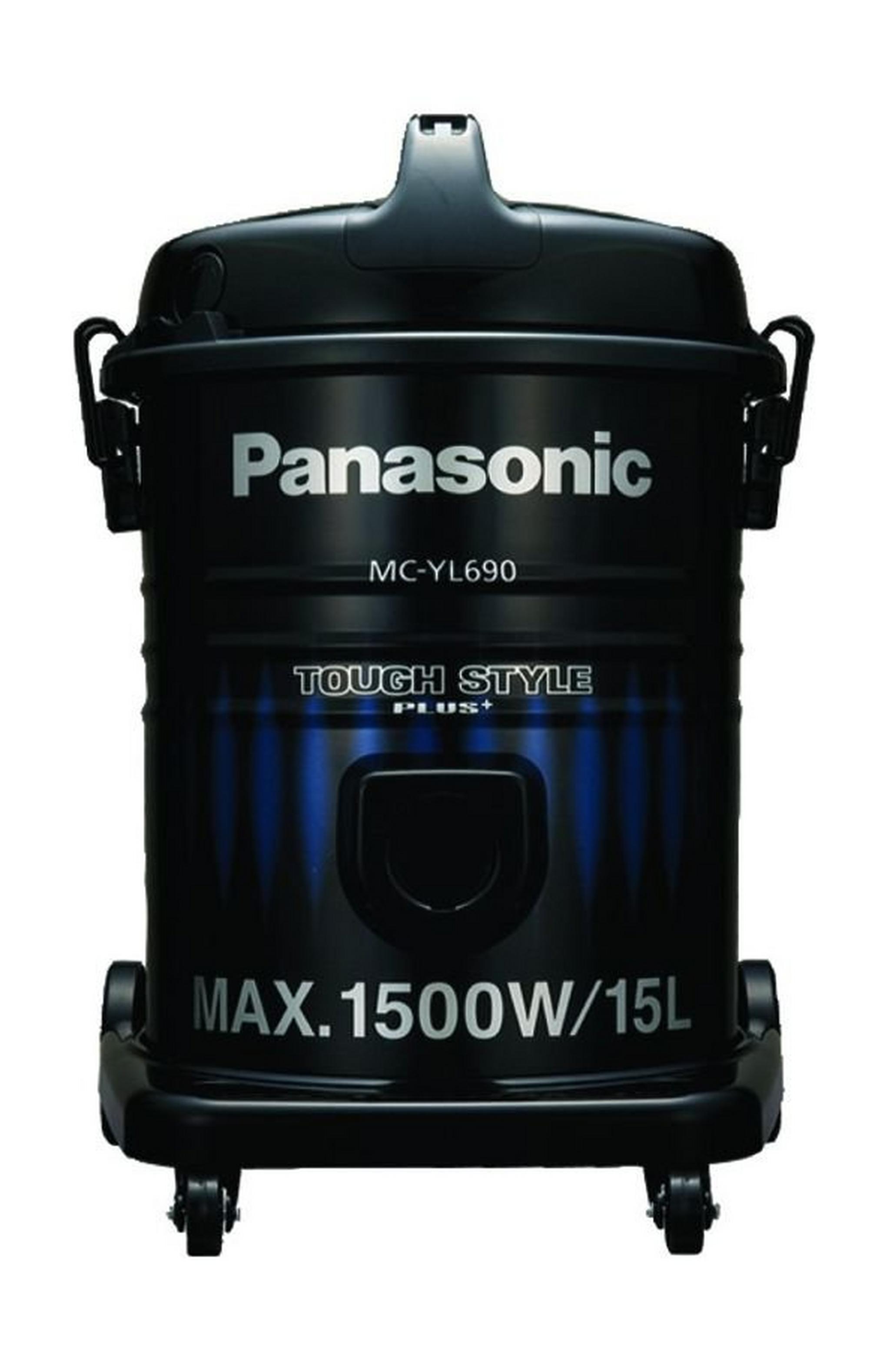 Panasonic Drum Vacuum Cleaner 1500 W, 15 Liter, MC-YL690A747 - Black