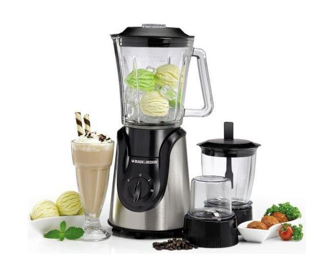 خلاط زجاجي مع مطحنتين من بلاك آند ديكر، بقوة 600 واط، 1.5 لتر، BX600G-B5 - أسود