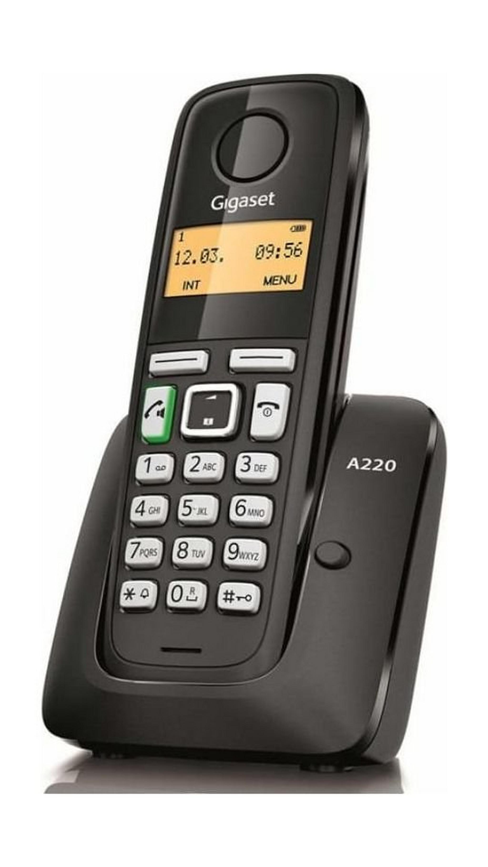 هاتف أرضي لاسلكي من سيمنس - أسود (A220)