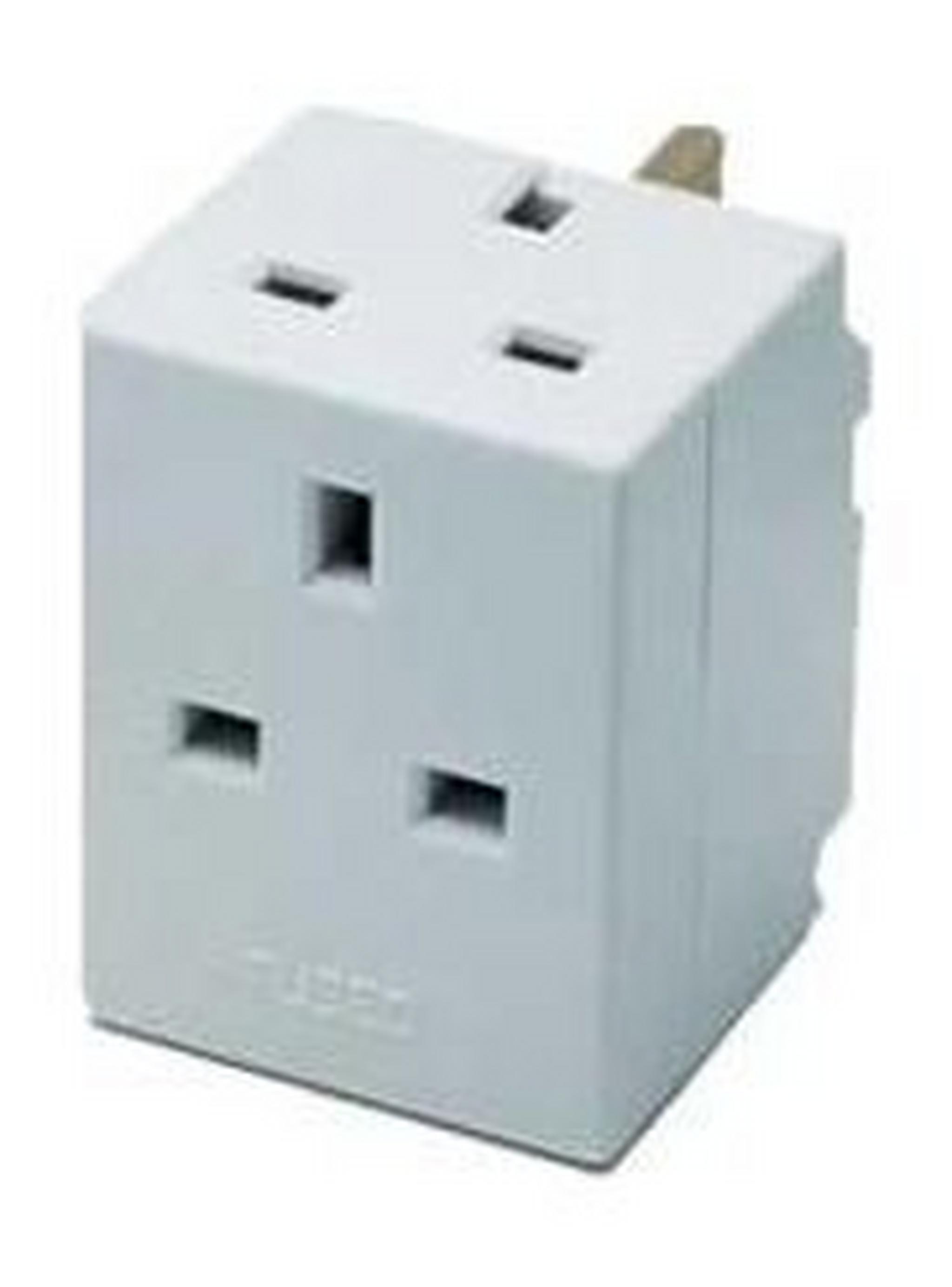 Masterplug Indoor Power 3-Way Fused Adapter - White